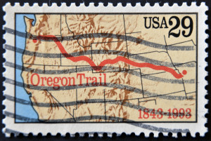 UNITED STATES OF AMERICA - CIRCA 1993 : A stamp printed in USA shows Oregon trail circa 1993